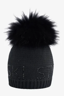 Accessoires Mit Pelz|Best Of Hats*SPORTALM Grobstrickmütze mit Echtpelz-Bommel Black