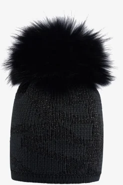 Accessoires Mit Pelz|Accessoires Mit Pelz*SPORTALM Grobstrickmütze mit Echtpelz-Bommel Black