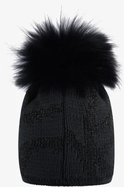 Accessoires Mit Pelz|Accessoires Mit Pelz*SPORTALM Grobstrickmütze mit Echtpelz-Bommel Black