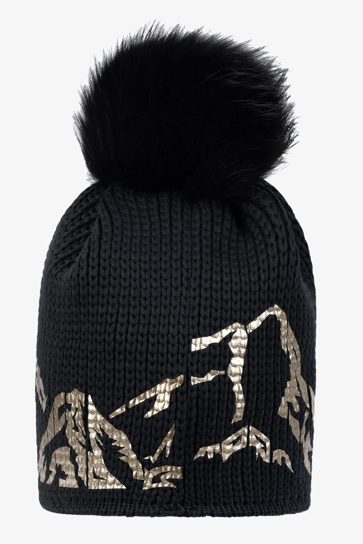 Accessoires|Mützen / Kappen*SPORTALM Grobstrickmütze mit Echtpelz-Bommel Black
