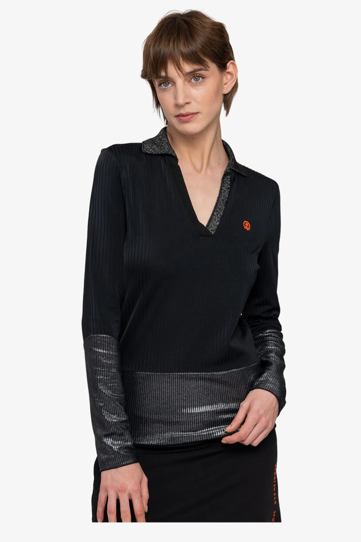 Shirts / Tops*SPORTALM Poloshirt mit V-Ausschnitt Black