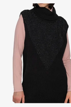 Strick*SPORTALM Ärmelloser Long-Pulli mit Stehkragen Black