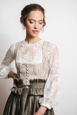 Dirndl*SPORTALM Seidendirndl mit Schürze und zusätzlichem Gürtel OpticalWhite