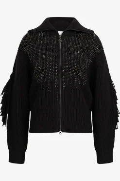 Strick*SPORTALM Strickjacke mit Stehkragen Black