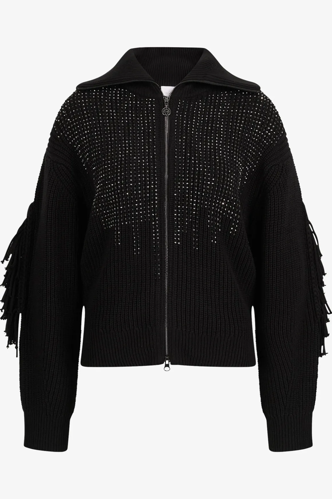 Strick*SPORTALM Strickjacke mit Stehkragen Black