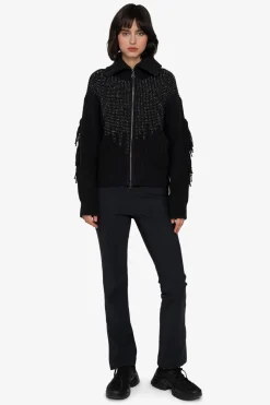 Strick*SPORTALM Strickjacke mit Stehkragen Black