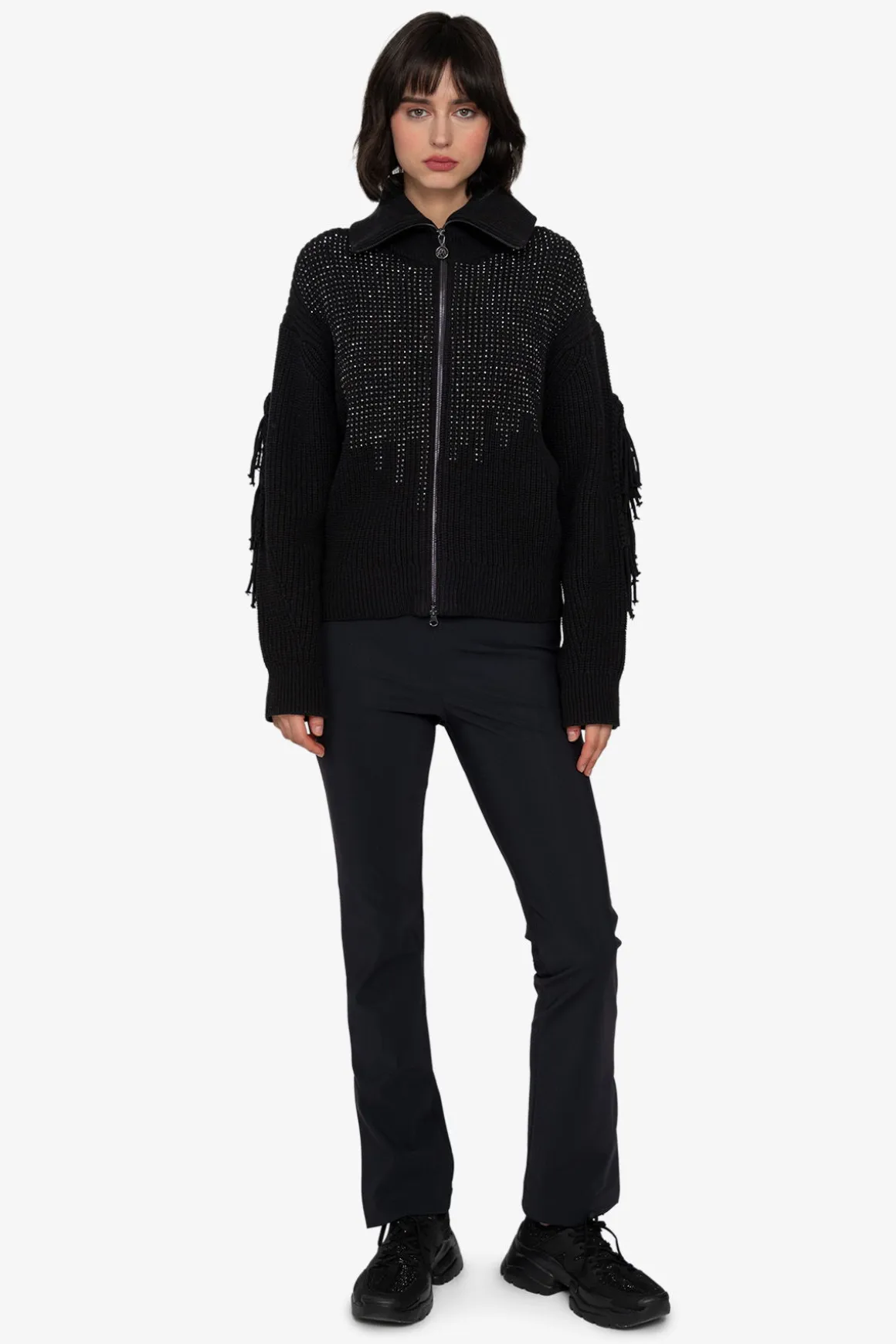 Strick*SPORTALM Strickjacke mit Stehkragen Black