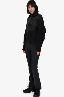 Strick*SPORTALM Strickjacke mit Stehkragen Black