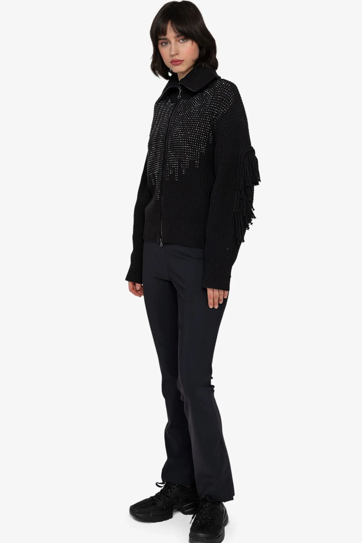 Strick*SPORTALM Strickjacke mit Stehkragen Black