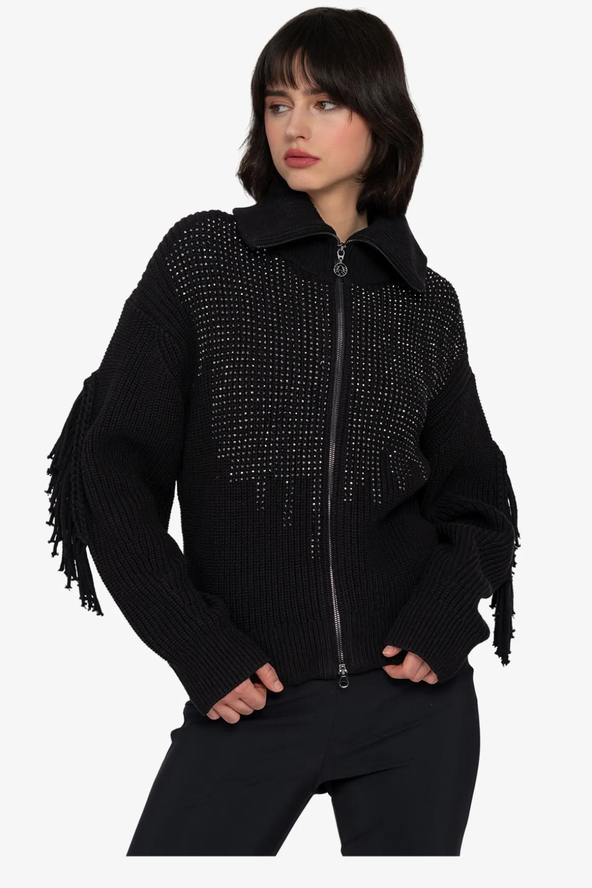 Strick*SPORTALM Strickjacke mit Stehkragen Black