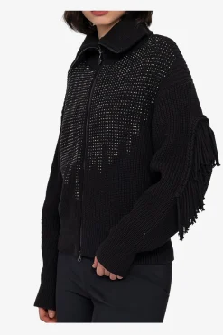 Strick*SPORTALM Strickjacke mit Stehkragen Black