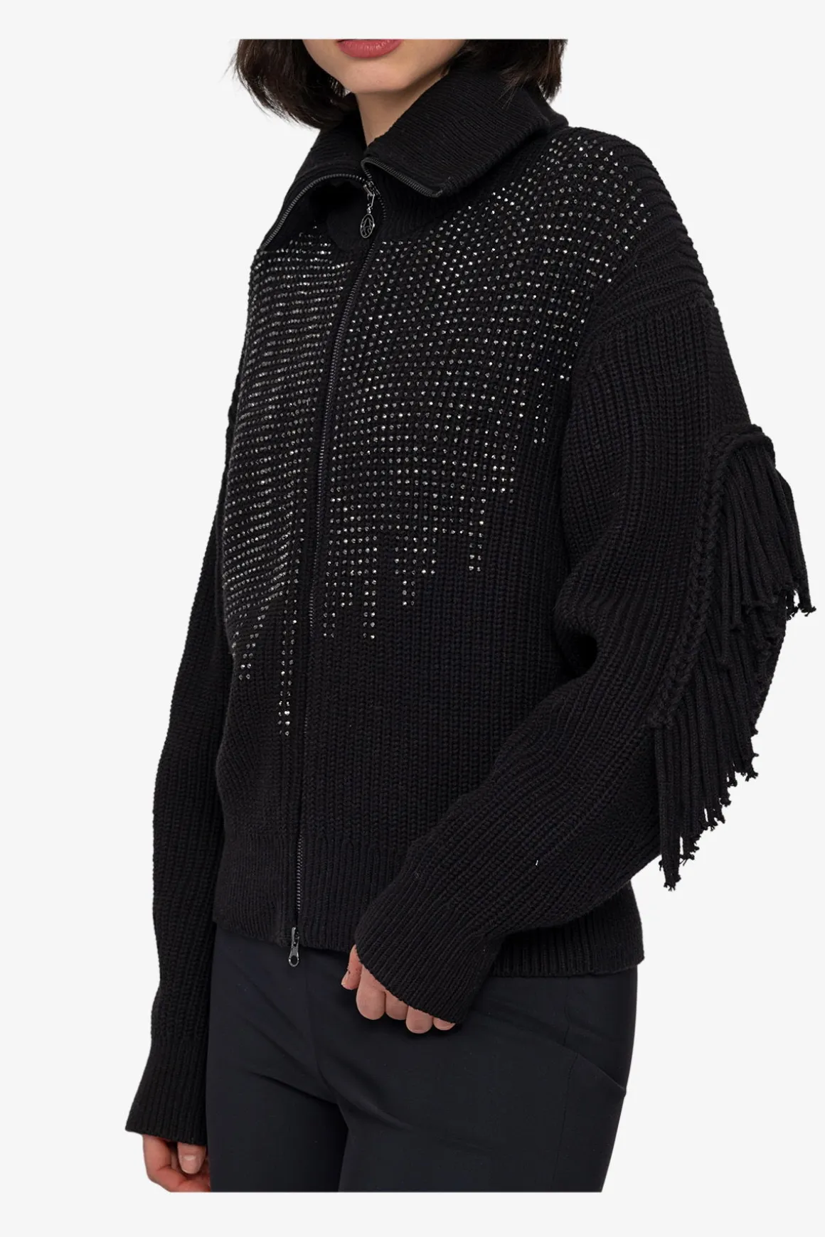 Strick*SPORTALM Strickjacke mit Stehkragen Black