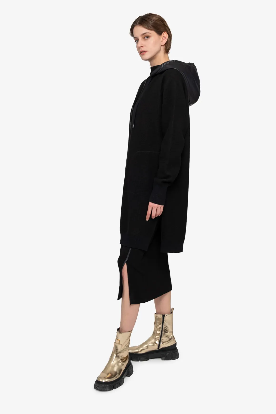 Strick|Jacken / Blazer*SPORTALM Strick-Mantel mit Kapuze Black