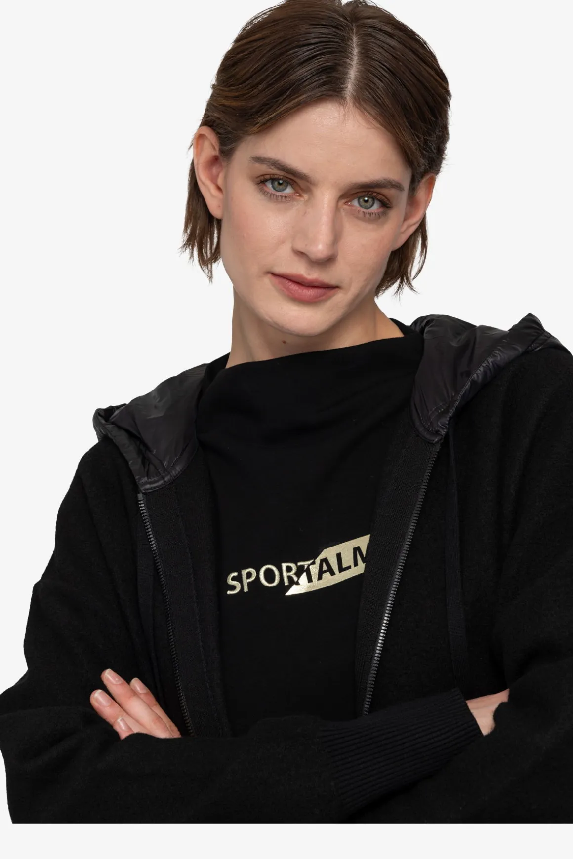 Strick|Jacken / Blazer*SPORTALM Strick-Mantel mit Kapuze Black