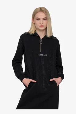 Kleider|Sweatshirts*SPORTALM Sweatkleid mit Stehkragen Black