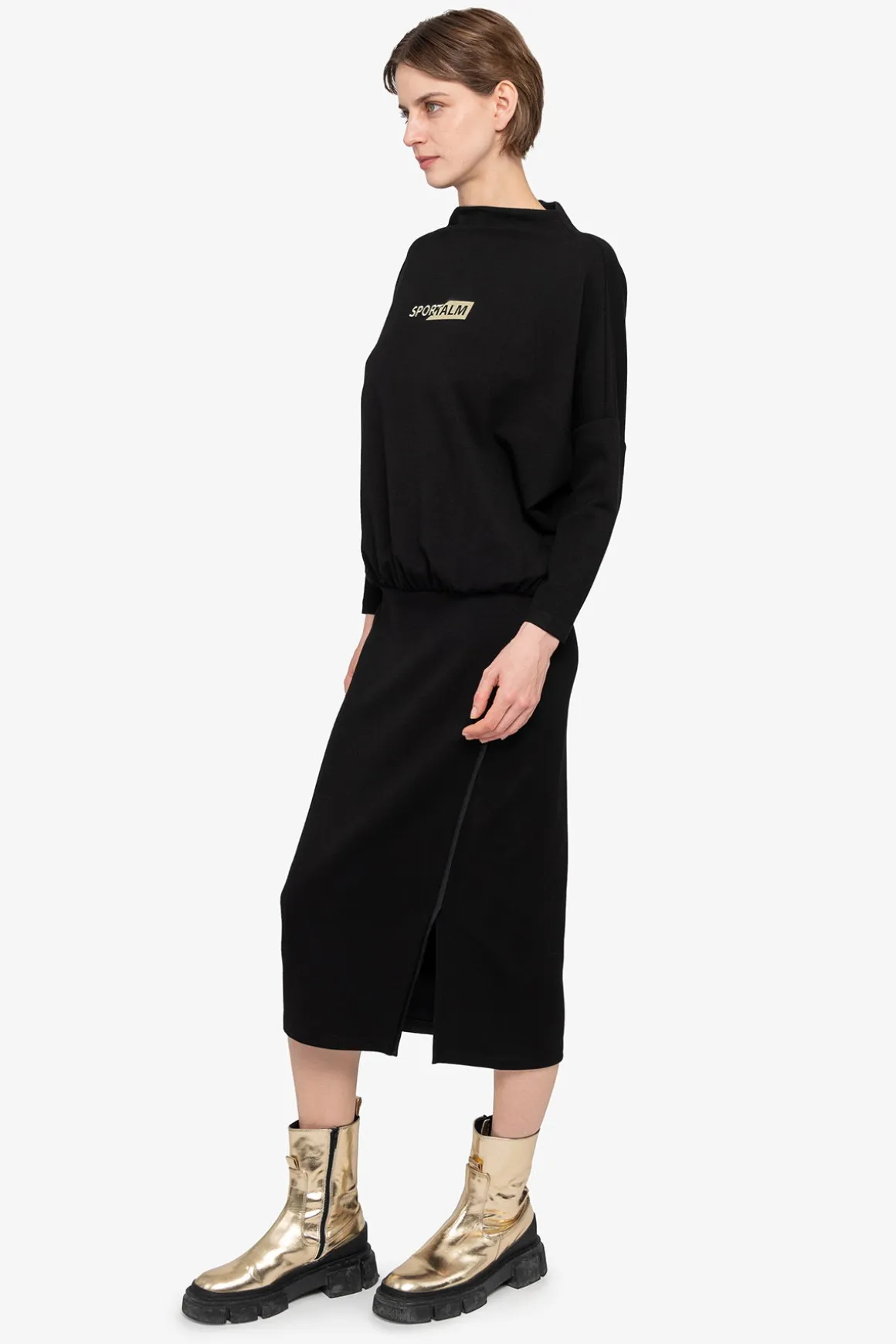 Kleider*SPORTALM Sweatkleid mit Stehkragen Black