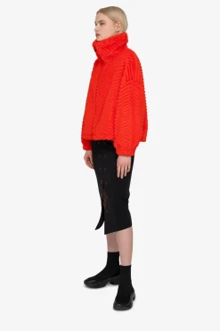 Mäntel|Jacken / Blazer*SPORTALM Unechte Pelzjacke mit Kragen PaprikaFlame
