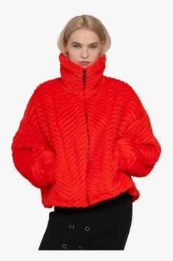 Mäntel|Jacken / Blazer*SPORTALM Unechte Pelzjacke mit Kragen PaprikaFlame